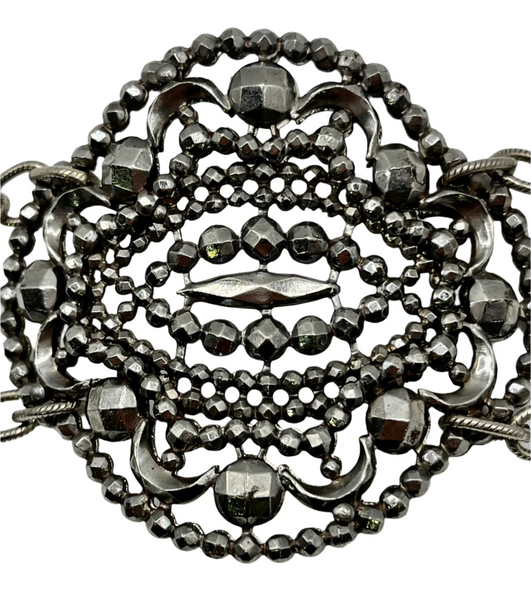 ONE OF A KIND - Large  Antique Cut Steel Buckle Bracelet Oval